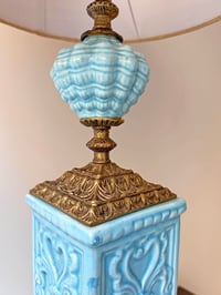 Image 5 of PIE DE LÁMPARA CERÁMICA AZUL CON BRONCE, AÑOS 60