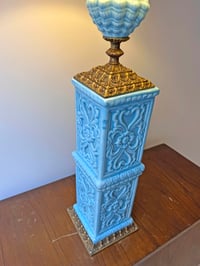 Image 7 of PIE DE LÁMPARA CERÁMICA AZUL CON BRONCE, AÑOS 60