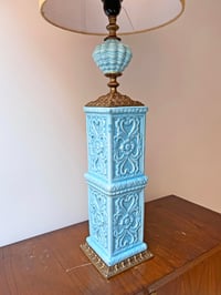 Image 4 of PIE DE LÁMPARA CERÁMICA AZUL CON BRONCE, AÑOS 60