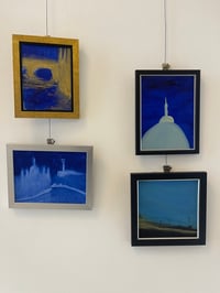 Image 2 of Budapest-ultramarine and gold - '25 - oil chalk on canvasboard, framed