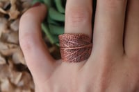 Image 1 of Anello con vera foglia di salvia elettroformata in rame e patina ossidata, taglia 15