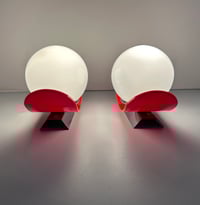 Image 6 of PAREJA DE APLIQUES EN ROJO Y BLANCO, AÑOS 60