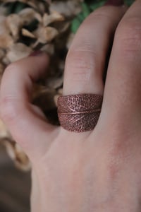 Image 2 of Anello con vera foglia di salvia elettroformata in rame e patina ossidata, taglia 13