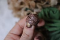 Image 1 of Anello con vera foglia di salvia elettroformata in rame e patina ossidata, taglia 13