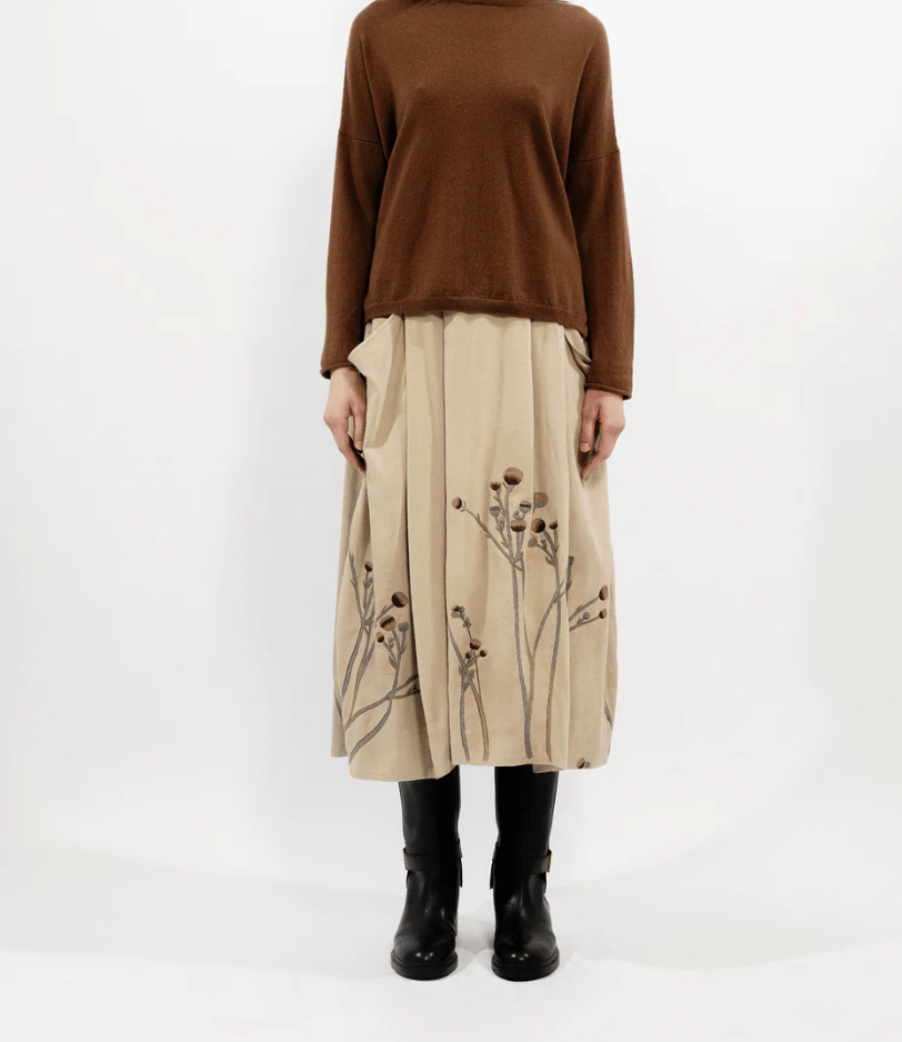 Image of Winter Flowers Embroidered Skirt