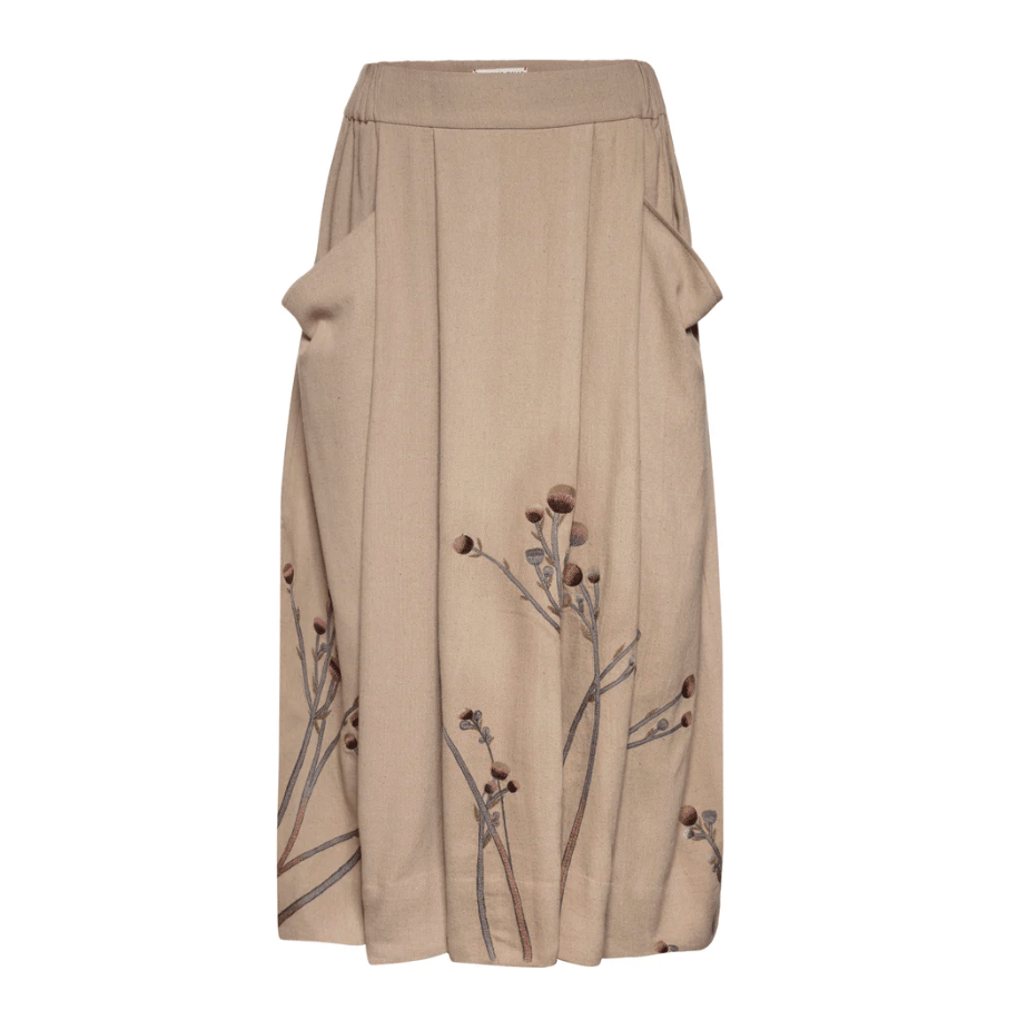 Image of Winter Flowers Embroidered Skirt