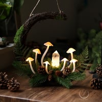 Image 1 of Glowing Fungi moon wreath - pine forest