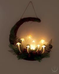 Image 6 of Glowing Fungi moon wreath - pine forest