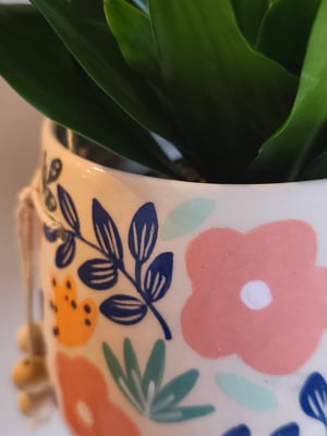 Image of     Pot suspendu fleur rose