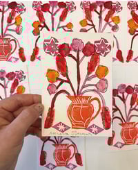Image 1 of pink and red / handmade print 