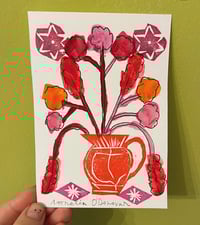 Image 2 of pink and red / handmade print 