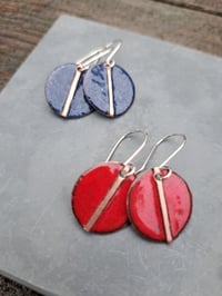 Image 2 of  2 x fold-form enamel  earrings(one red, one blue) *Reserved for Judith*