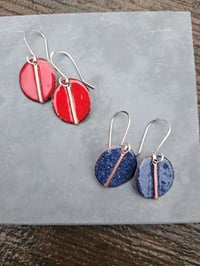 Image 5 of  2 x fold-form enamel  earrings(one red, one blue) *Reserved for Judith*
