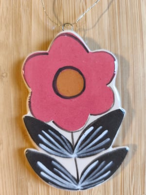 Image of    Suspension fleur rose vert