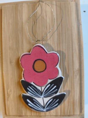 Image of    Suspension fleur rose vert