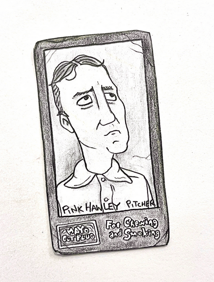 Image of Original pencil artwork—Pink Hawley (note: tobacco card dimensions)