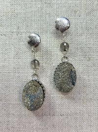Silvery Pyrite Druzy Earrings