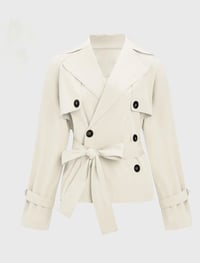 Image 11 of SKYNLYDRESS - Manteau trench-coat tendance à col cranté et double boutonnage, couleur unie