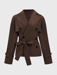 Image 21 of SKYNLYDRESS - Manteau trench-coat tendance à col cranté et double boutonnage, couleur unie