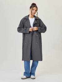 Image 4 of SKYNLYDRESS - Manteau long au-dessus du genou, ample et tendance, style élégant, motif uni