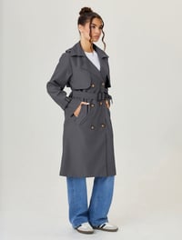 Image 5 of SKYNLYDRESS - Manteau long au-dessus du genou, ample et tendance, style élégant, motif uni