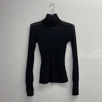 Image 1 of knit + mesh turtleneck 