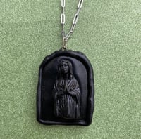 All Black Gothic Virgin Mary  Necklace by Ugly Shyla 