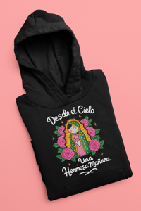 Image 5 of Cartoon Virgen De Guadalupe Full Color Hoodie Desde el Cielo Hermosa Mañana Black Hooded Sweatshirt