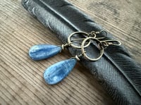 Image 2 of The Color Blue . Brass Blue Kyanite stone earrings n69