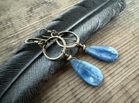 Image 3 of The Color Blue . Brass Blue Kyanite stone earrings n69