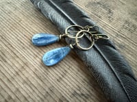 Image 4 of The Color Blue . Brass Blue Kyanite stone earrings n69