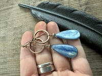 Image 5 of The Color Blue . Brass Blue Kyanite stone earrings n69