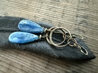Image 1 of The Color Blue . Brass Blue Kyanite stone earrings n69