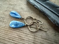 Image 6 of The Color Blue . Brass Blue Kyanite stone earrings n69