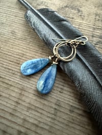 Image 8 of The Color Blue . Brass Blue Kyanite stone earrings n69