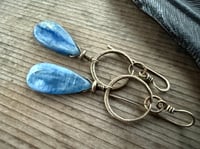 Image 9 of The Color Blue . Brass Blue Kyanite stone earrings n69