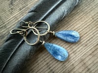 Image 10 of The Color Blue . Brass Blue Kyanite stone earrings n69