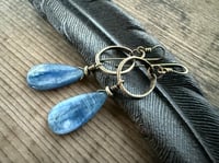 Image 11 of The Color Blue . Brass Blue Kyanite stone earrings n69