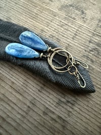 Image 13 of The Color Blue . Brass Blue Kyanite stone earrings n69