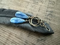 Image 15 of The Color Blue . Brass Blue Kyanite stone earrings n69