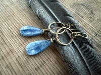 Image 16 of The Color Blue . Brass Blue Kyanite stone earrings n69