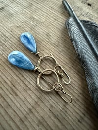 Image 17 of The Color Blue . Brass Blue Kyanite stone earrings n69