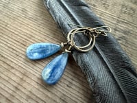 Image 20 of The Color Blue . Brass Blue Kyanite stone earrings n69