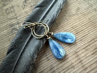 Image 22 of The Color Blue . Brass Blue Kyanite stone earrings n69