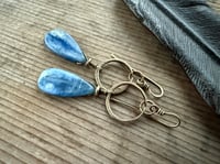 Image 23 of The Color Blue . Brass Blue Kyanite stone earrings n69