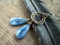 Image 24 of The Color Blue . Brass Blue Kyanite stone earrings n69