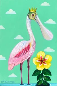 Roseate Spoonbill Yellow Hibiscus 2