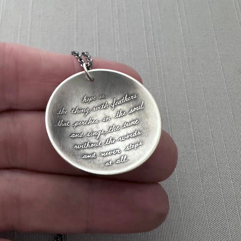 Sterling Silver Cupped Emily Dickinson Necklace 