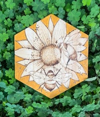 Sunflower Bee- Wood Engraving