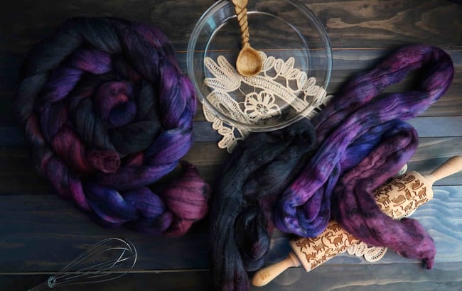 Blackberry Pie Combed Top - 70/15/15 Merino/Yak/Silk